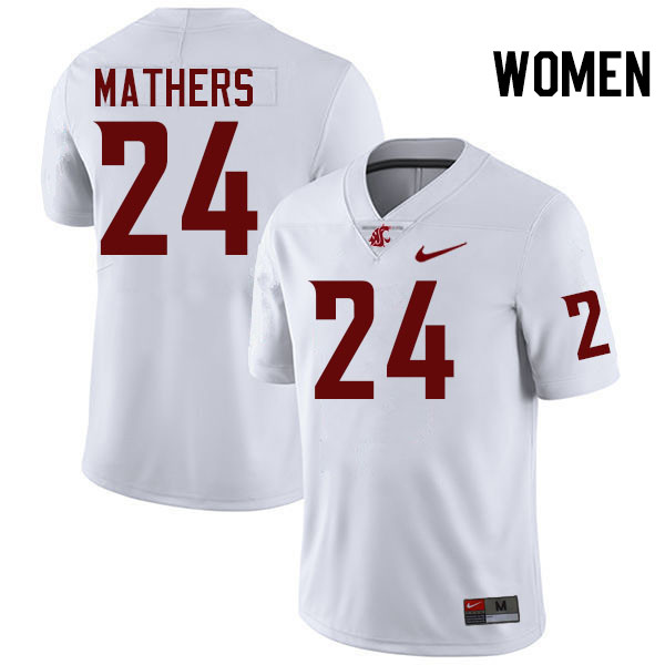 Women #24 Cooper Mathers Washington State Cougars College Football Jerseys Stitched-White